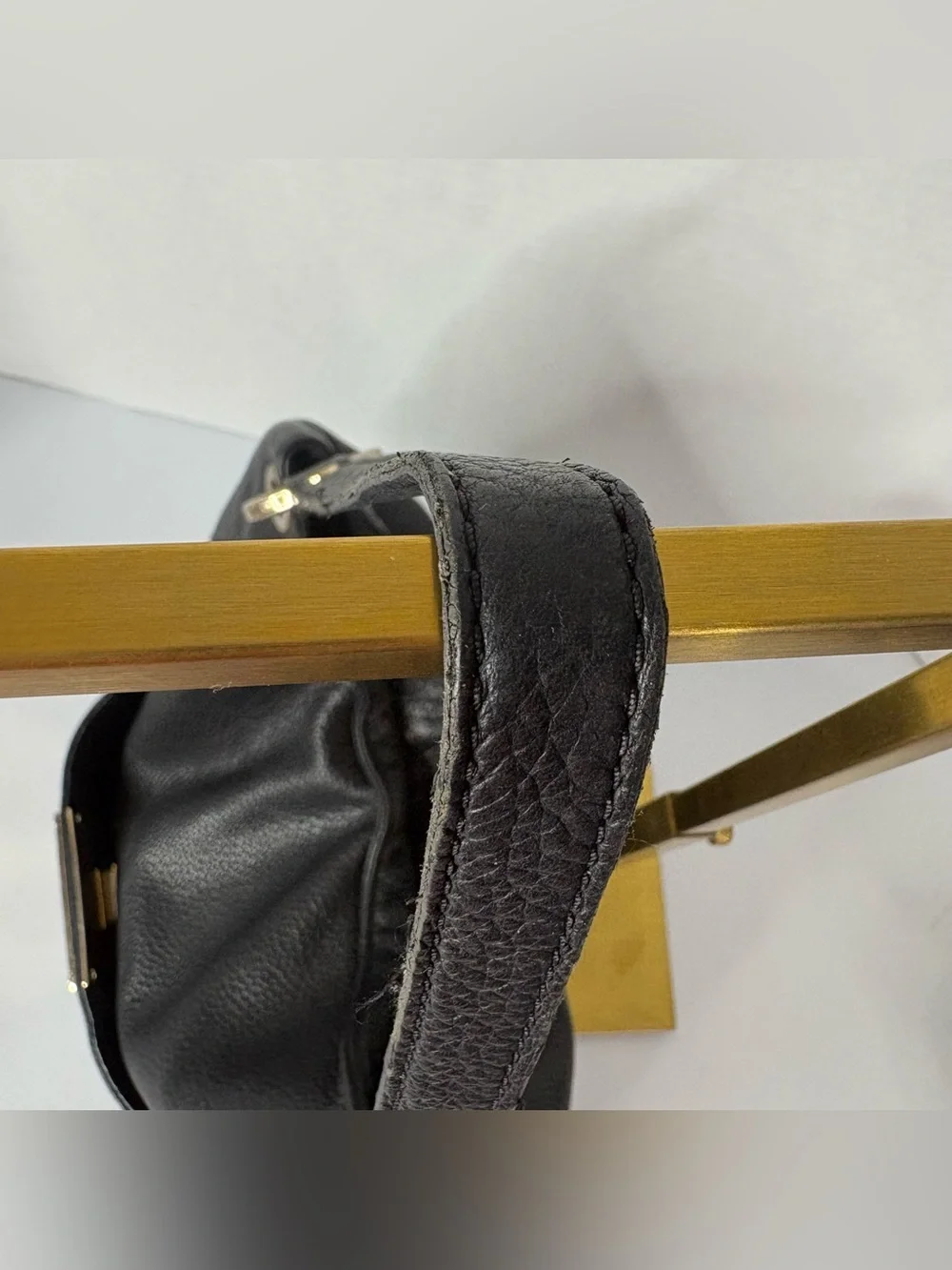 Michael Kors Black Pebbled Leather Hobo Shoulder Bag with Gold Hardware